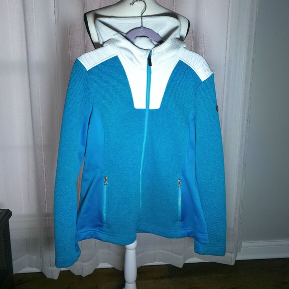 Spyder Jackets & Blazers - SPYDER Long Sleeve Hooded Zip-Up Ocean Blue w/White Color Blocking Jacket XL